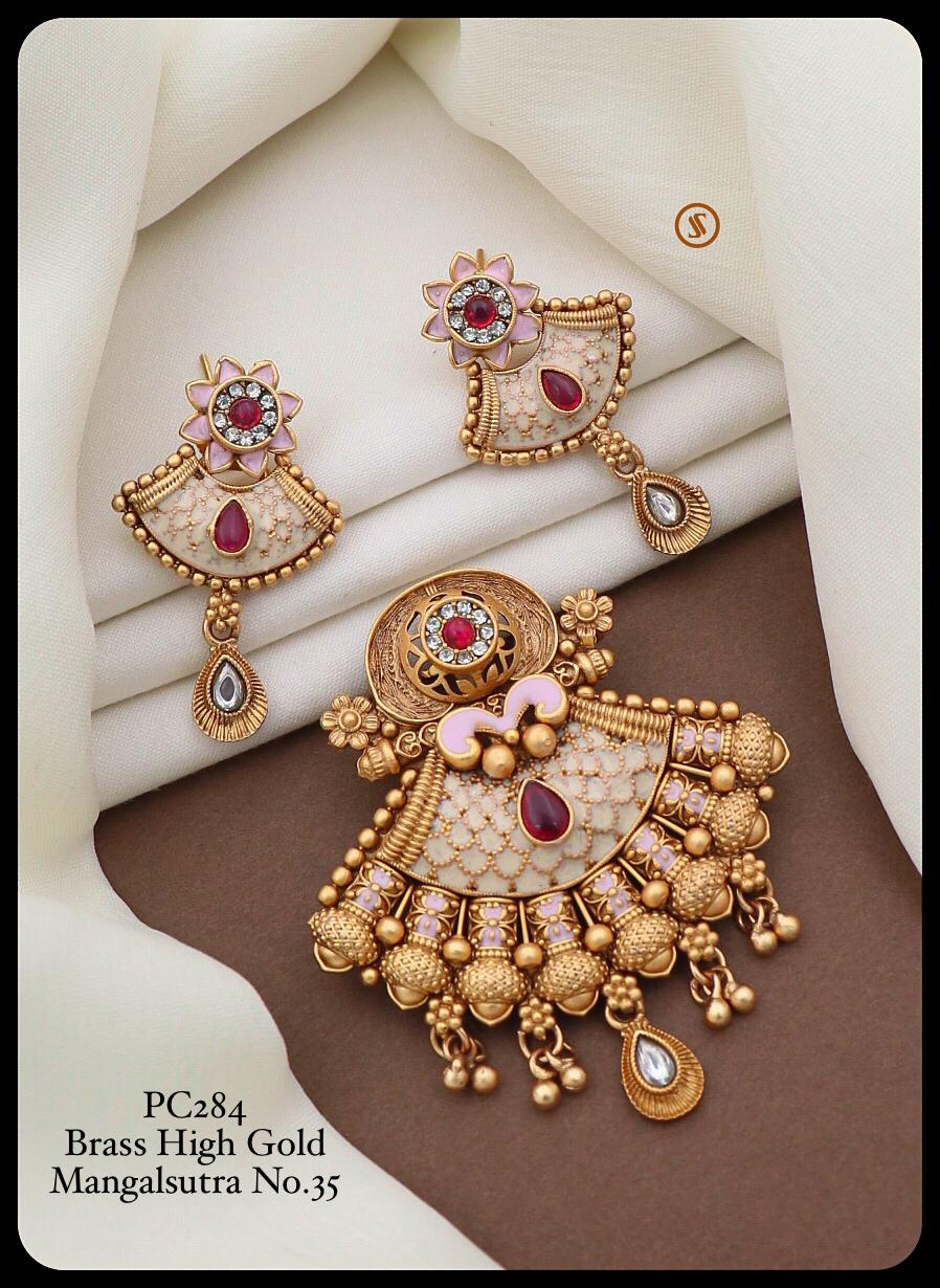 Pc 28 Fancy Brass High Gold Mangalsutra Pendal Butti Exporters in India
